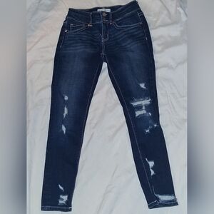 BKE Dark Blue Distressed Skinny Jeans
